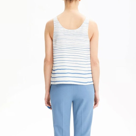 Theory Stripe Silk Tank Top Blue Small 0 - Picture 2 of 6